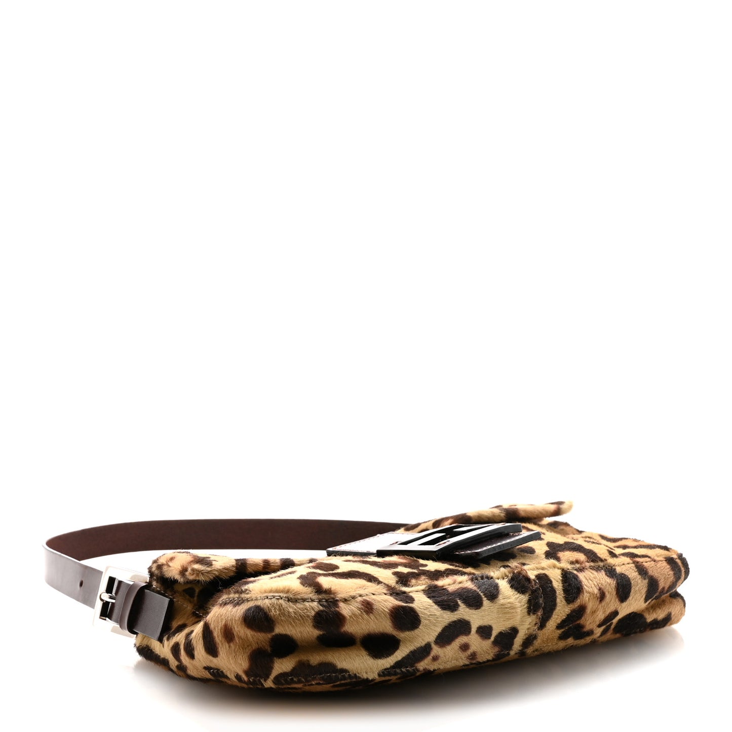 Calf Hair Leopard Print Baguette Brown