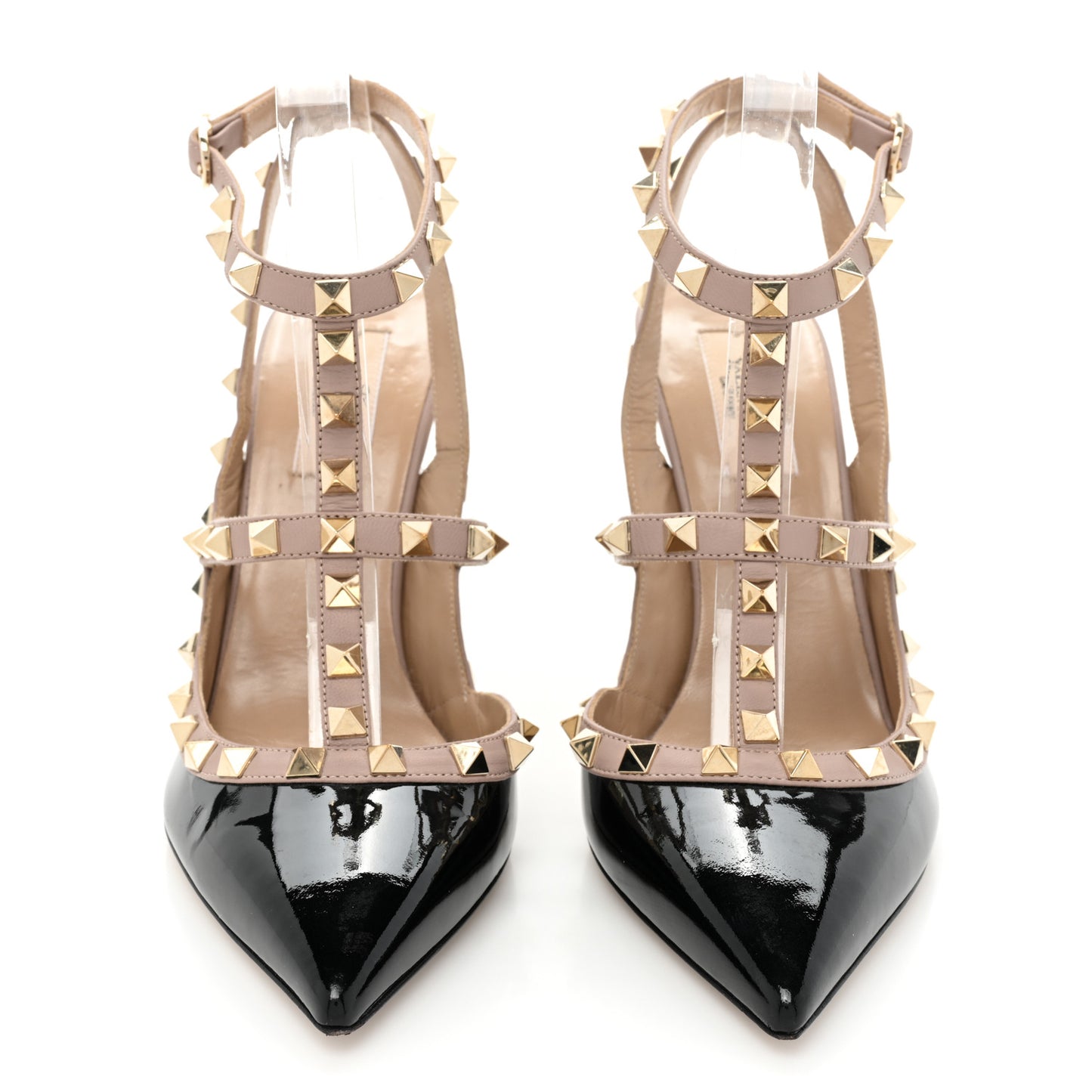 Patent Nappa Rockstud Ankle Strap 100mm Pumps 39 Black Poudre