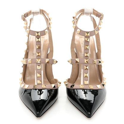 Valentino Garavani Patent Nappa Rockstud Ankle Strap 100mm Pumps 39 Black Poudre 2 of 10