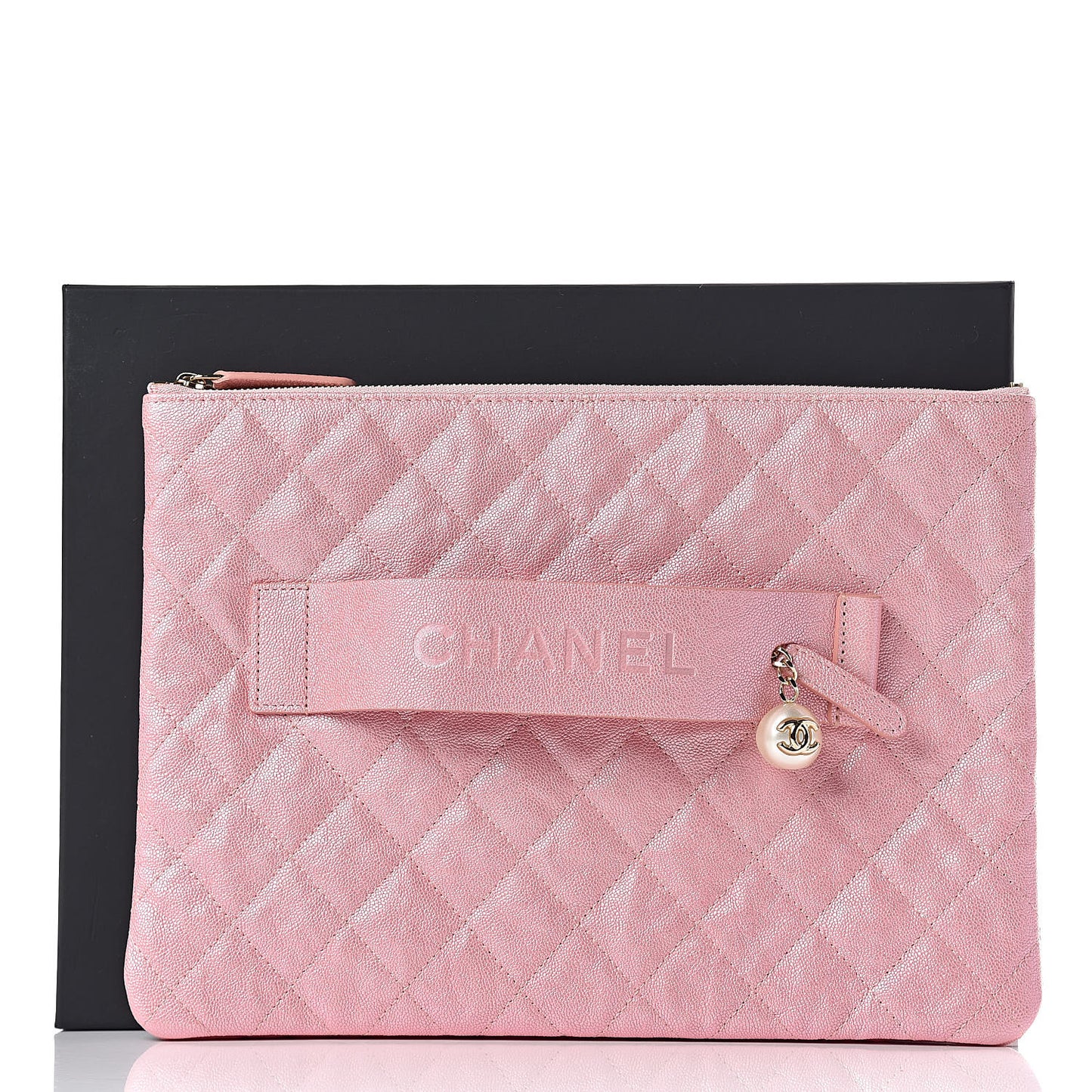 Iridescent Caviar Medium Night by the C Pouch Clutch Rose Pink