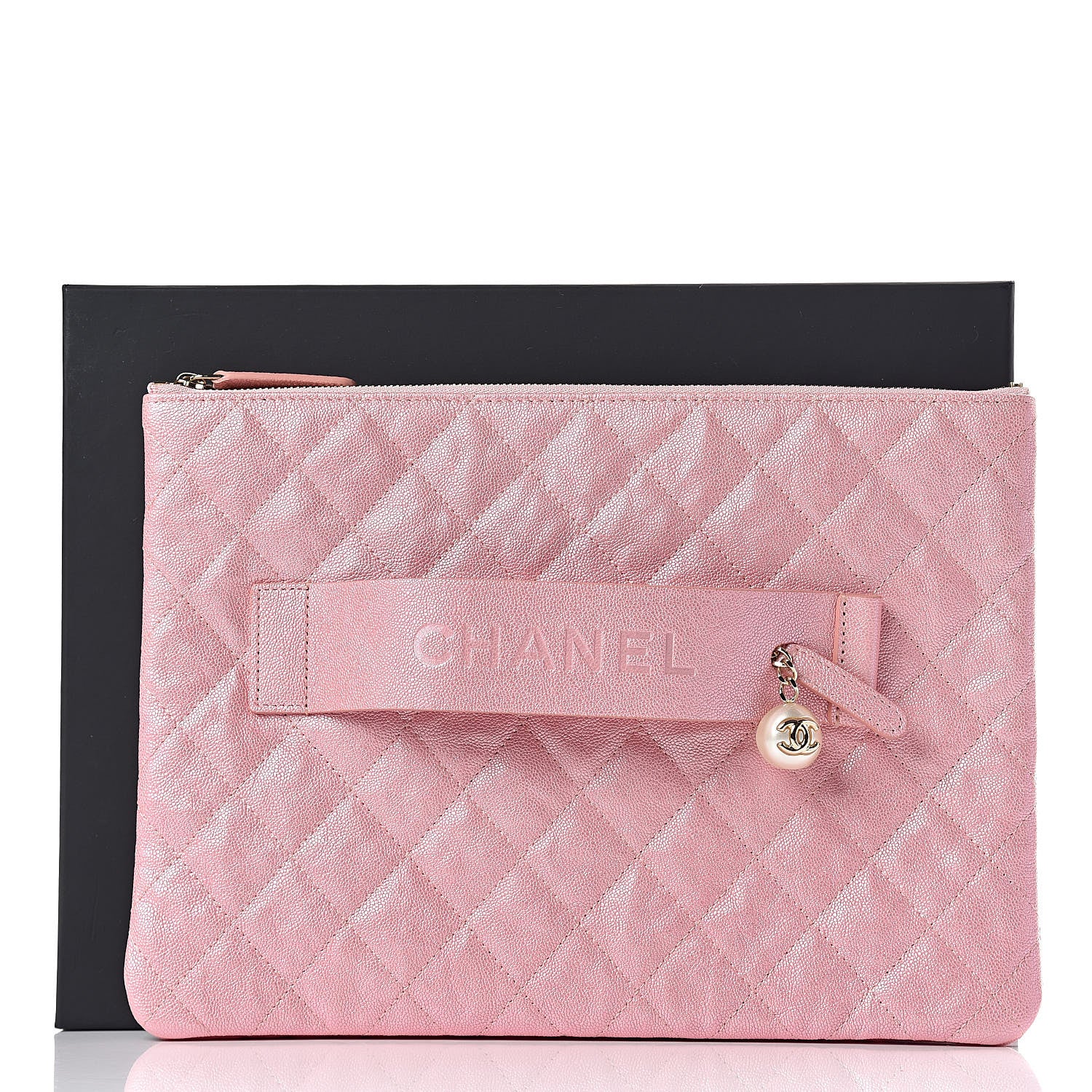 Chanel Iridescent Caviar Medium Night by the C Pouch Clutch Rose Pink 8 of 8