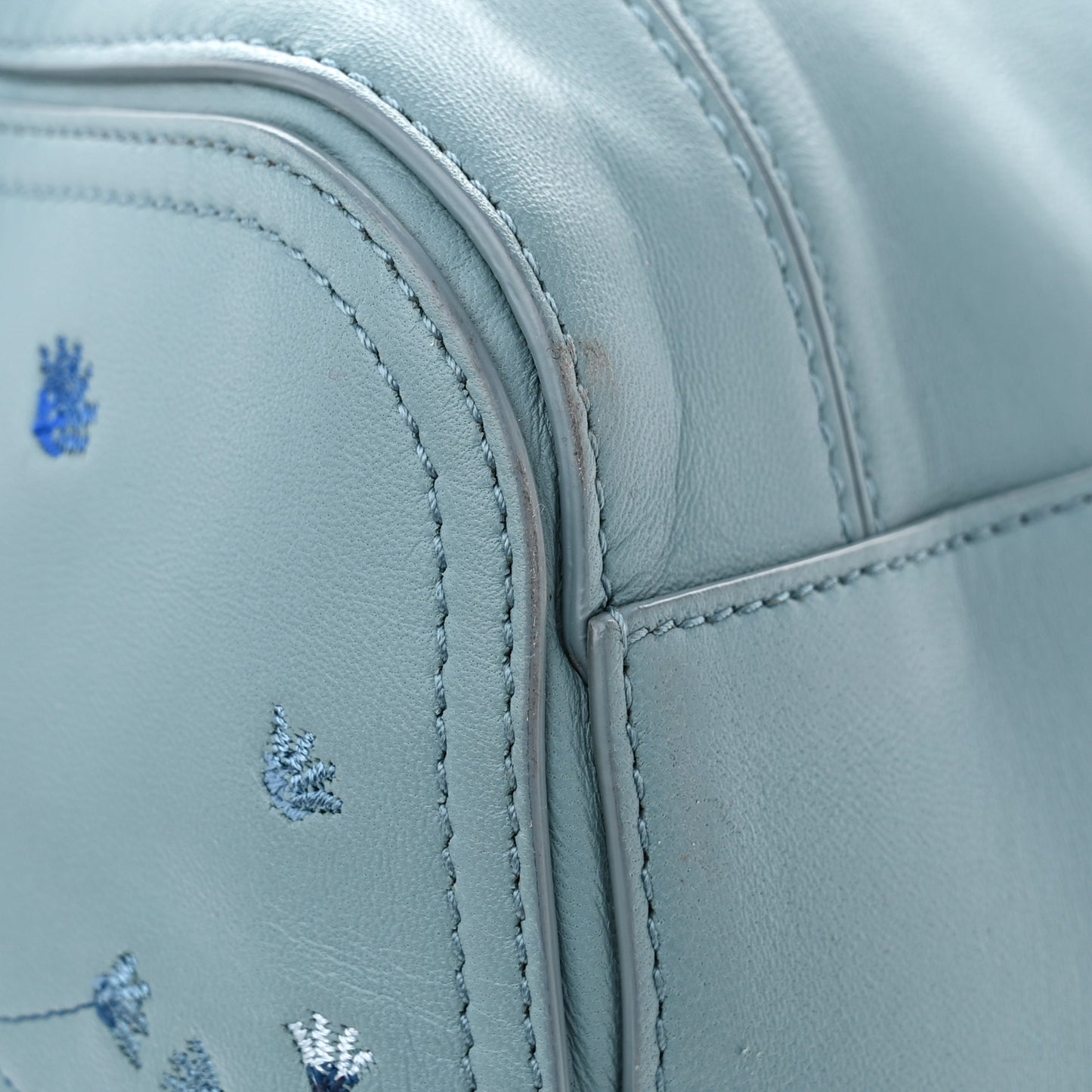 Nappa Intrecciato Floral Embroidered Tote Blue