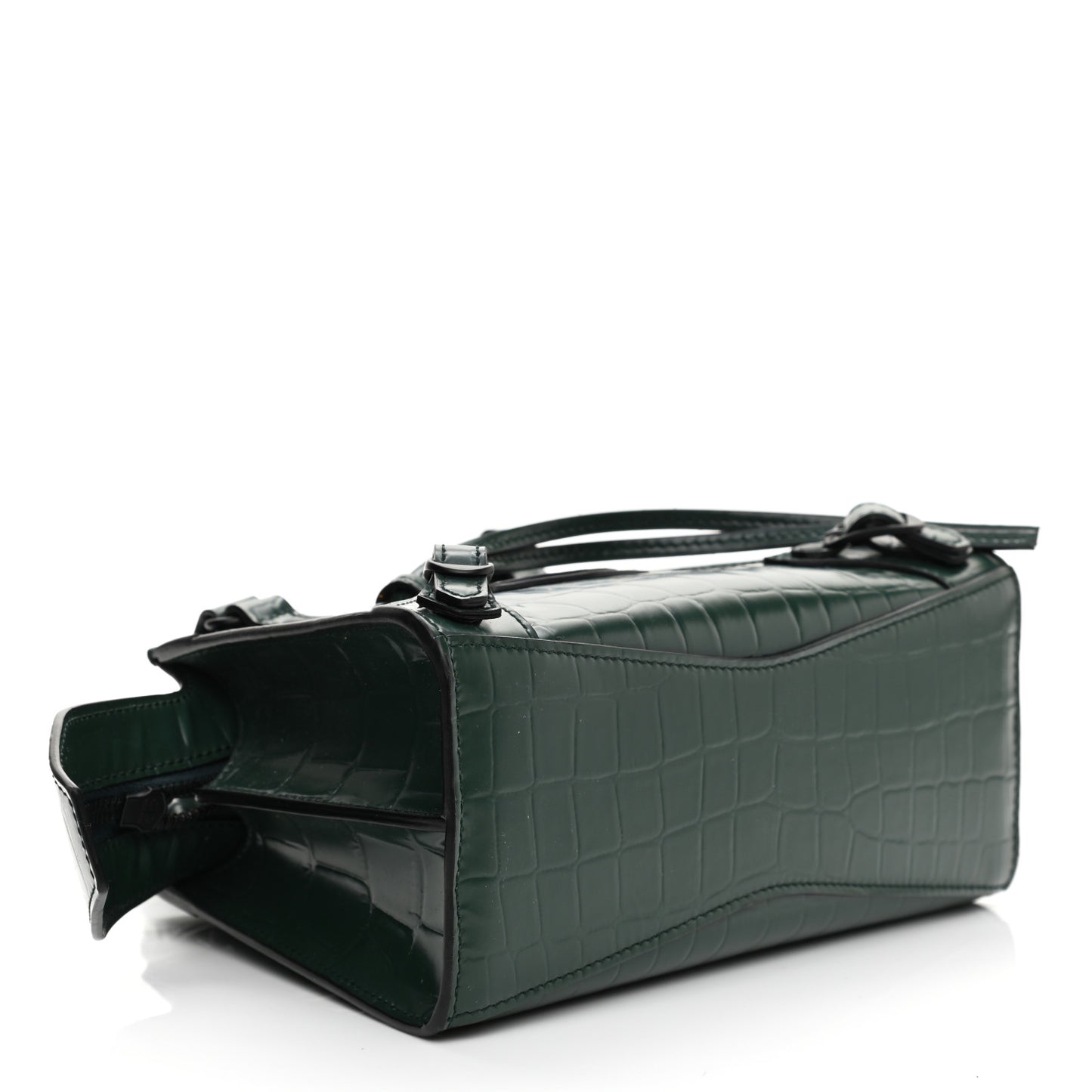 Semi Shiny Calfskin Crocodile Embossed Neo Classic Black Hardware Mini City Forest Green