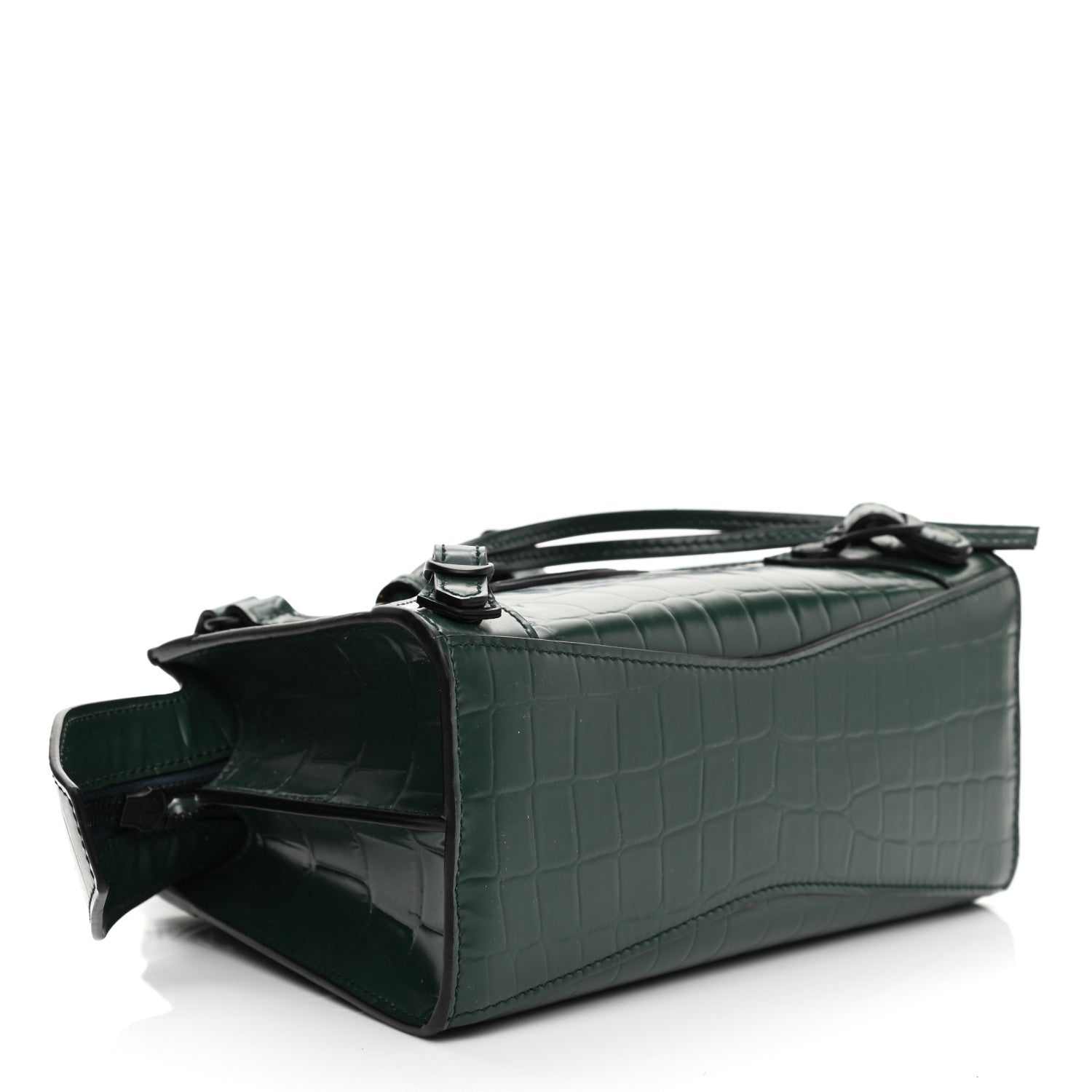 Balenciaga Semi Shiny Calfskin Crocodile Embossed Neo Classic Black Hardware Mini City Forest Green 4 of 9