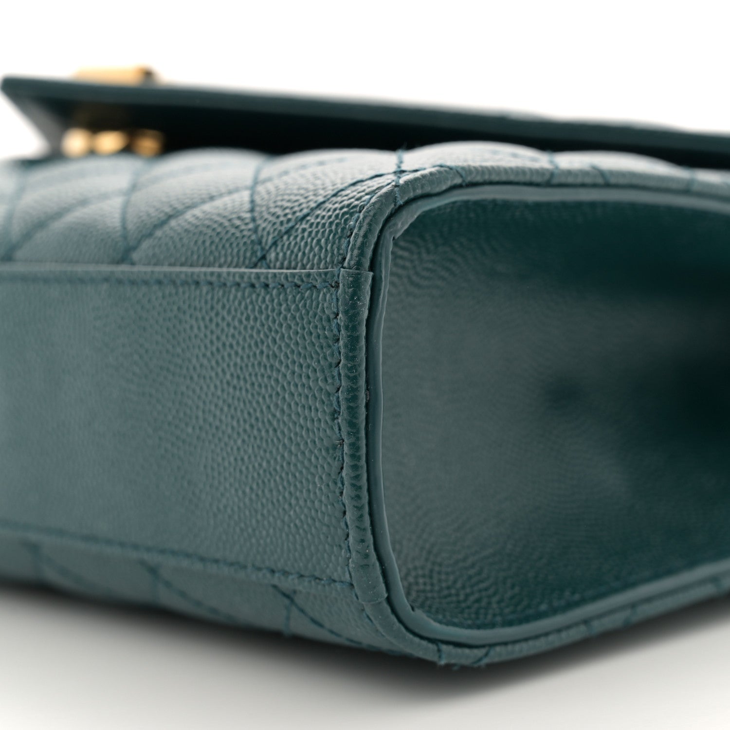 Saint Laurent Grain De Poudre Textured Mixed Matelasse Triquilt Medium Monogram Satchel Sea Turquoise 10 of 11