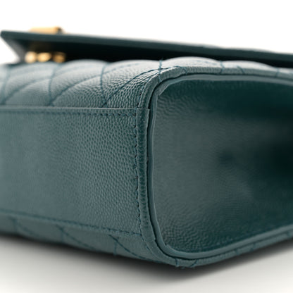 Saint Laurent Grain De Poudre Textured Mixed Matelasse Triquilt Medium Monogram Satchel Sea Turquoise 10 of 11