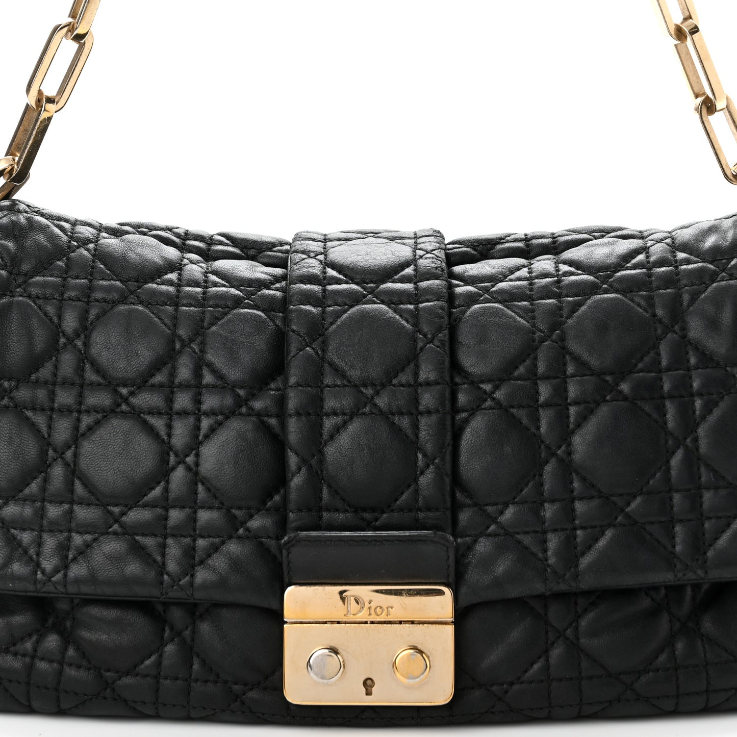Lambskin Cannage Large New Lock Flap Black