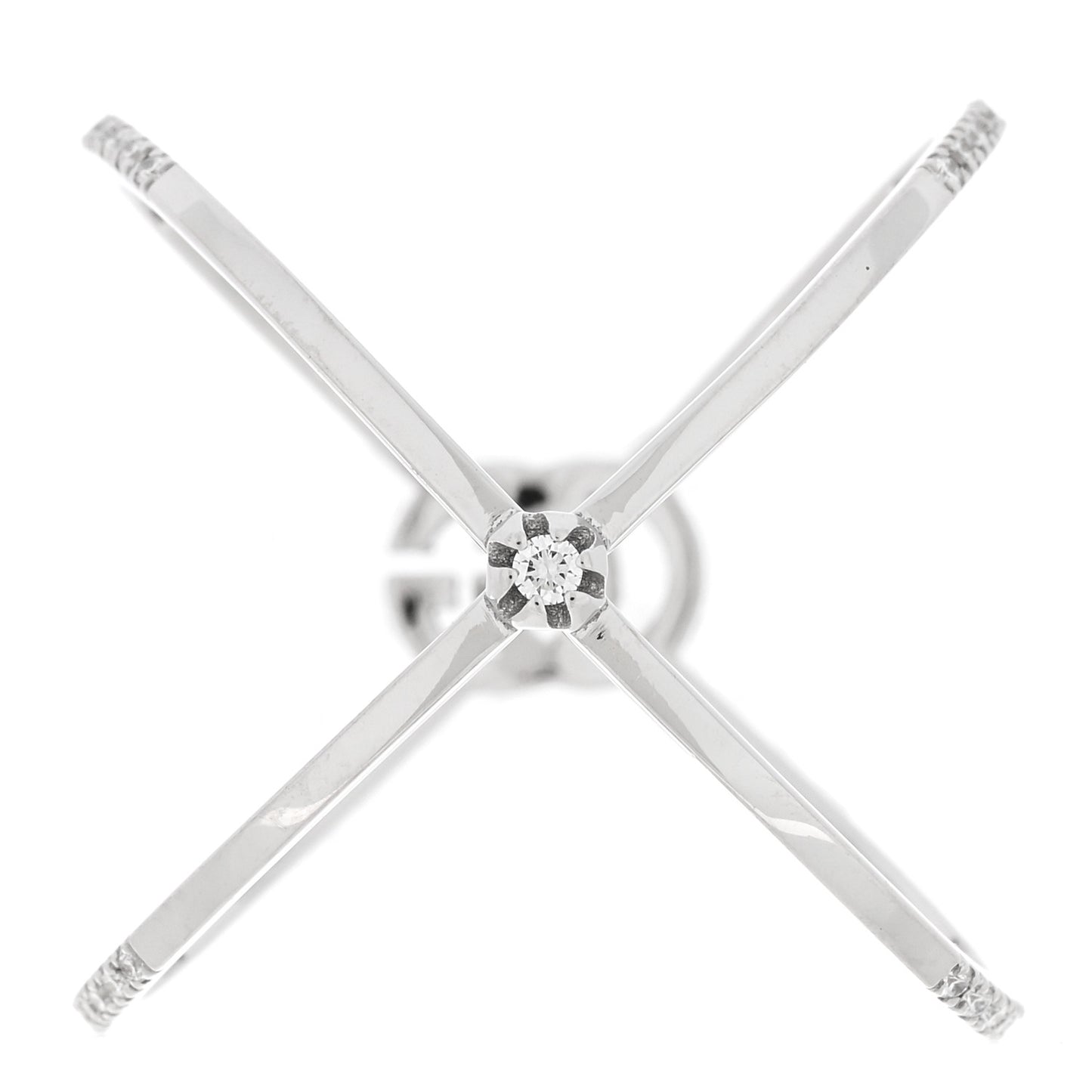 18K White Gold Diamond Running G Cross Ring 55 7.25