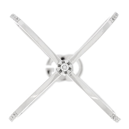 Gucci 18K White Gold Diamond Running G Cross Ring 55 7.25 3 of 5