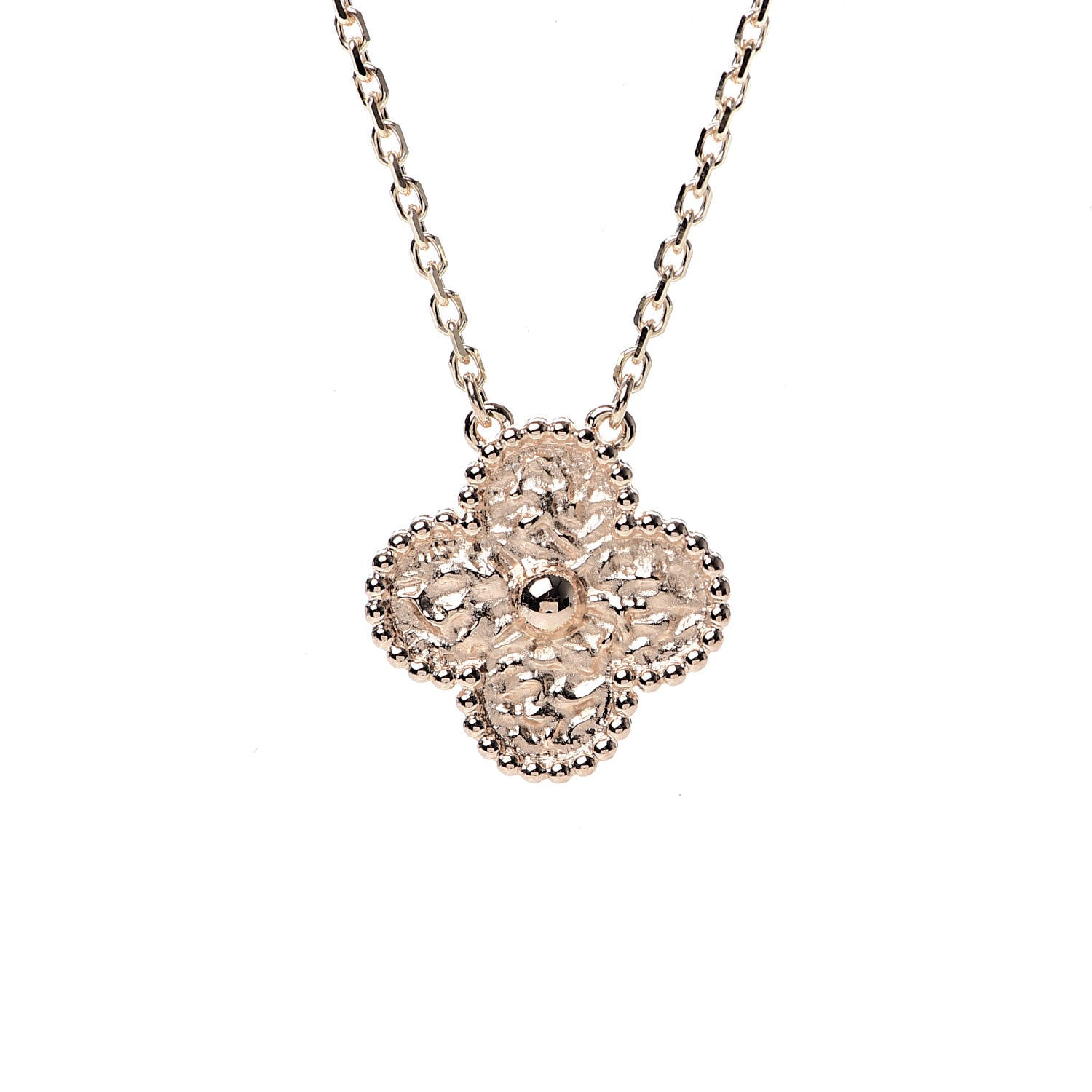Van Cleef & Arpels 18K Rose Gold Vintage Alhambra Pendant Necklace 4 of 7