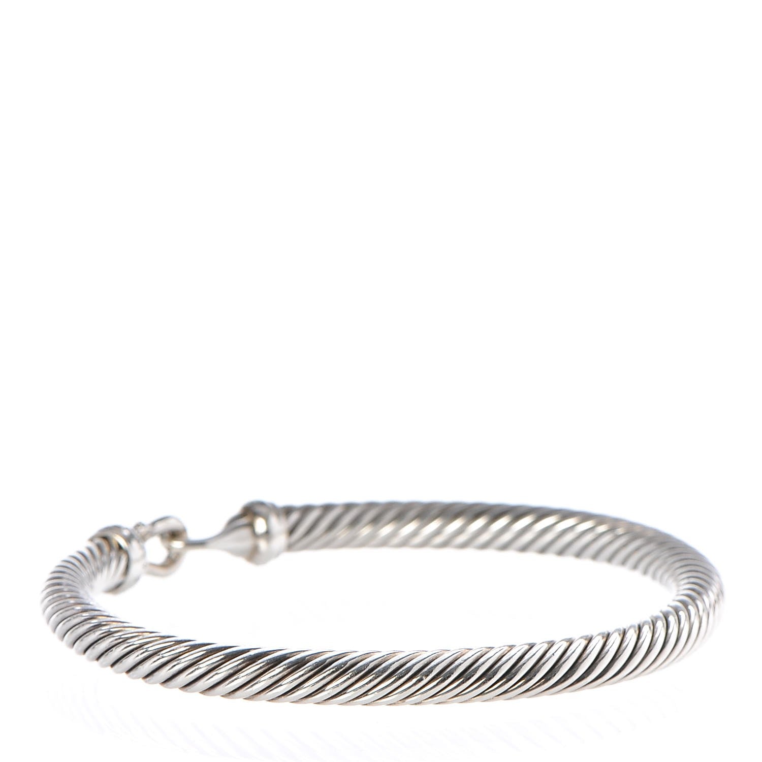 David Yurman Sterling Silver Diamond 5mm Cable Buckle Bracelet 3 of 5