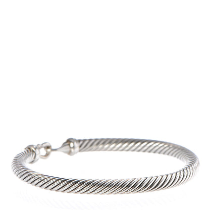 David Yurman Sterling Silver Diamond 5mm Cable Buckle Bracelet 3 of 5