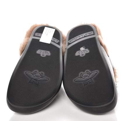Gucci Calfskin Fur Angry Cat Mens Horsebit River Slingback Slippers 7 Black 5 of 10