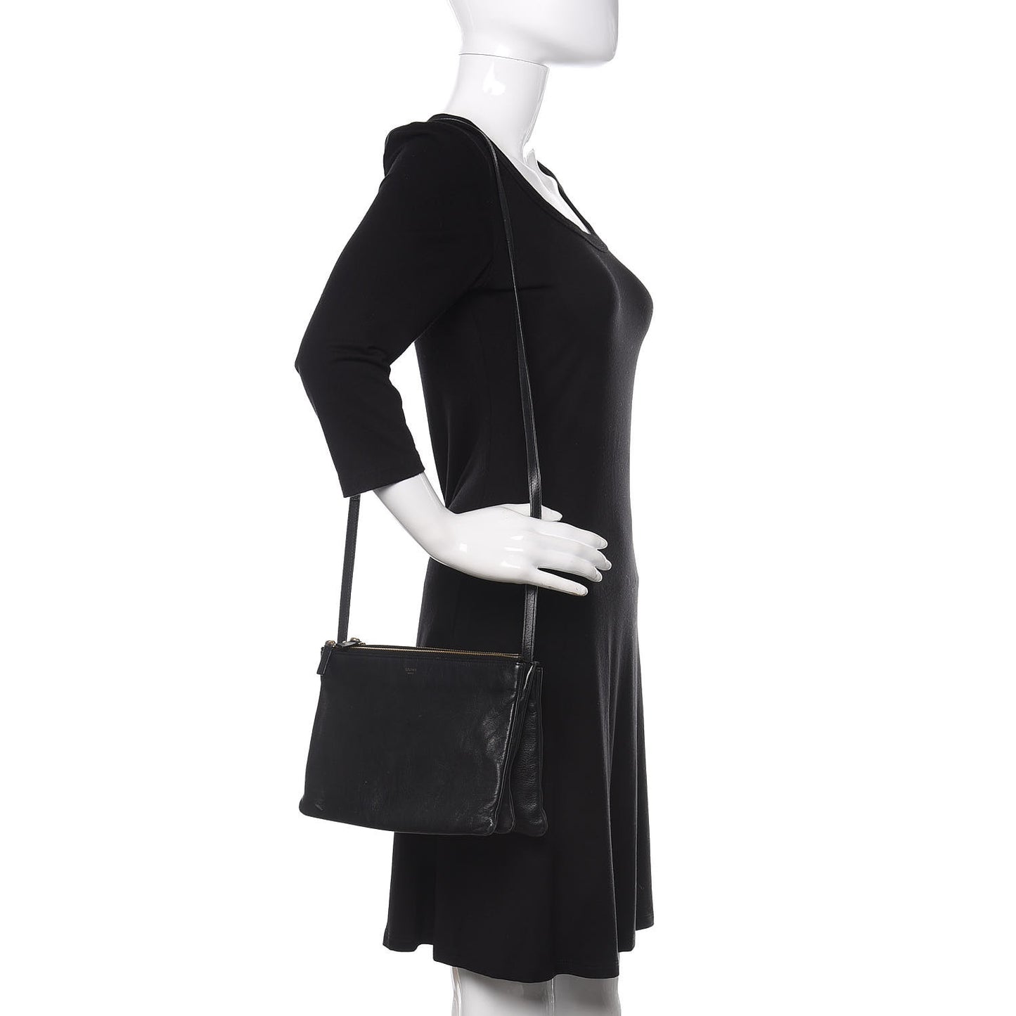 Goatskin Large Trio Crossbody Bag Black