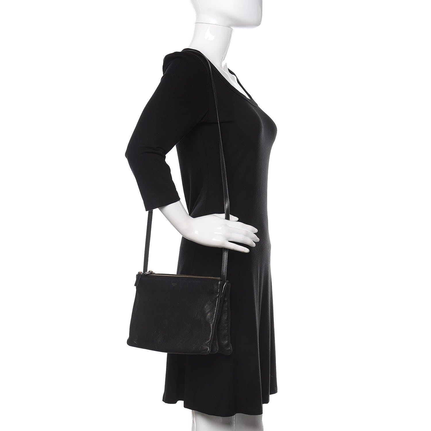 Celine Goatskin Large Trio Crossbody Bag Black 2 of 13