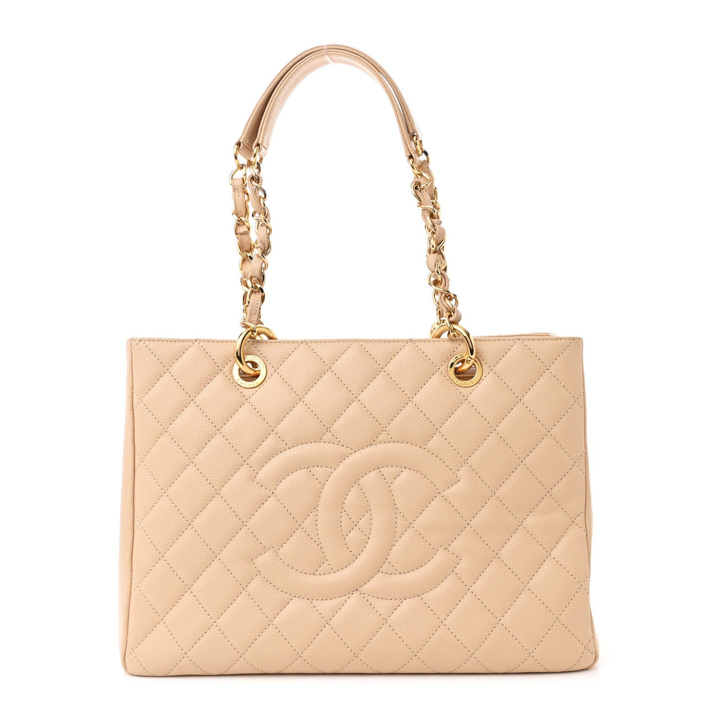 Caviar Quilted Grand Shopping Tote GST Beige Clair
