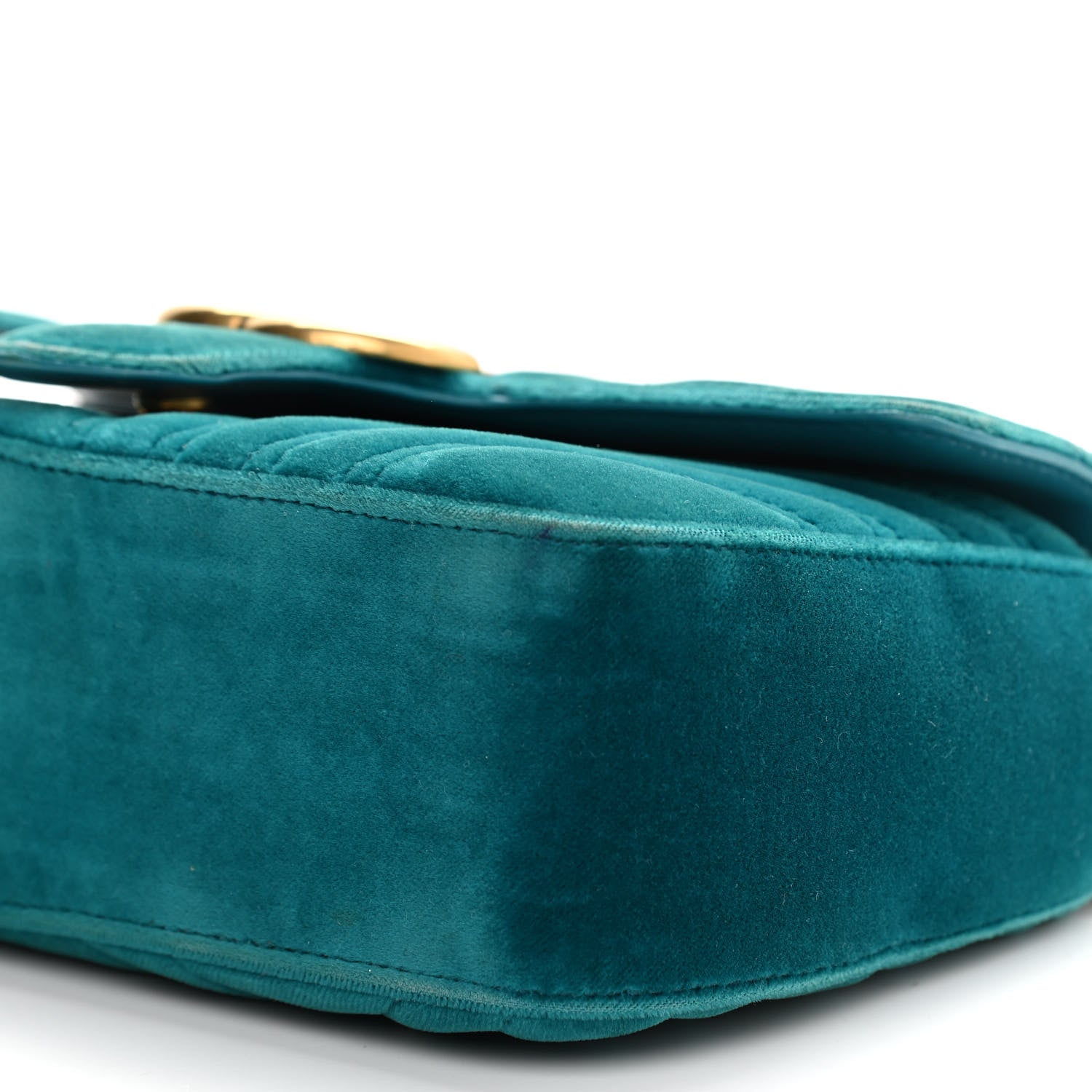 Gucci Velvet Matelasse Mini GG Marmont Shoulder Bag Pavone Cyan 10 of 12