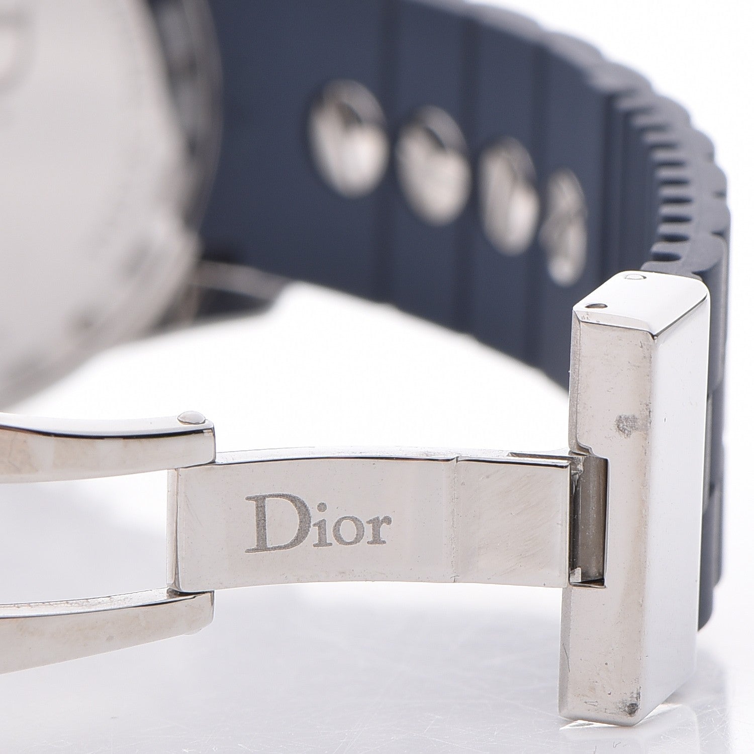 Christian Dior Stainless Steel Rubber Diamond Blue Sapphire 38mm Christal Chronograph Quartz Watch Blue 9 of 11