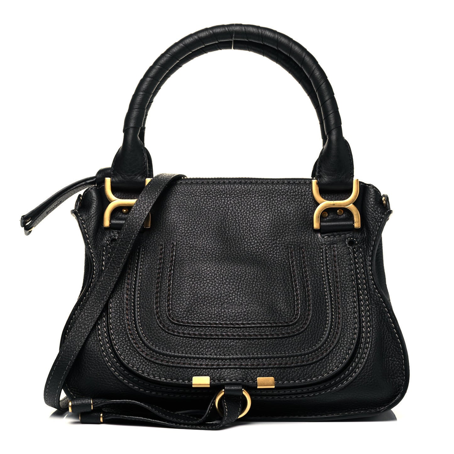 Calfskin Small Marcie Satchel Black