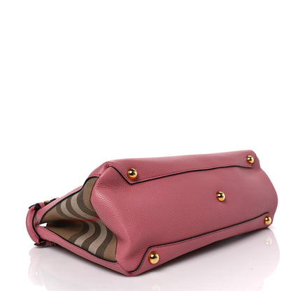 Burberry Grainy Calfskin House Check Medium Banner Tote Mauve Pink 4 of 9