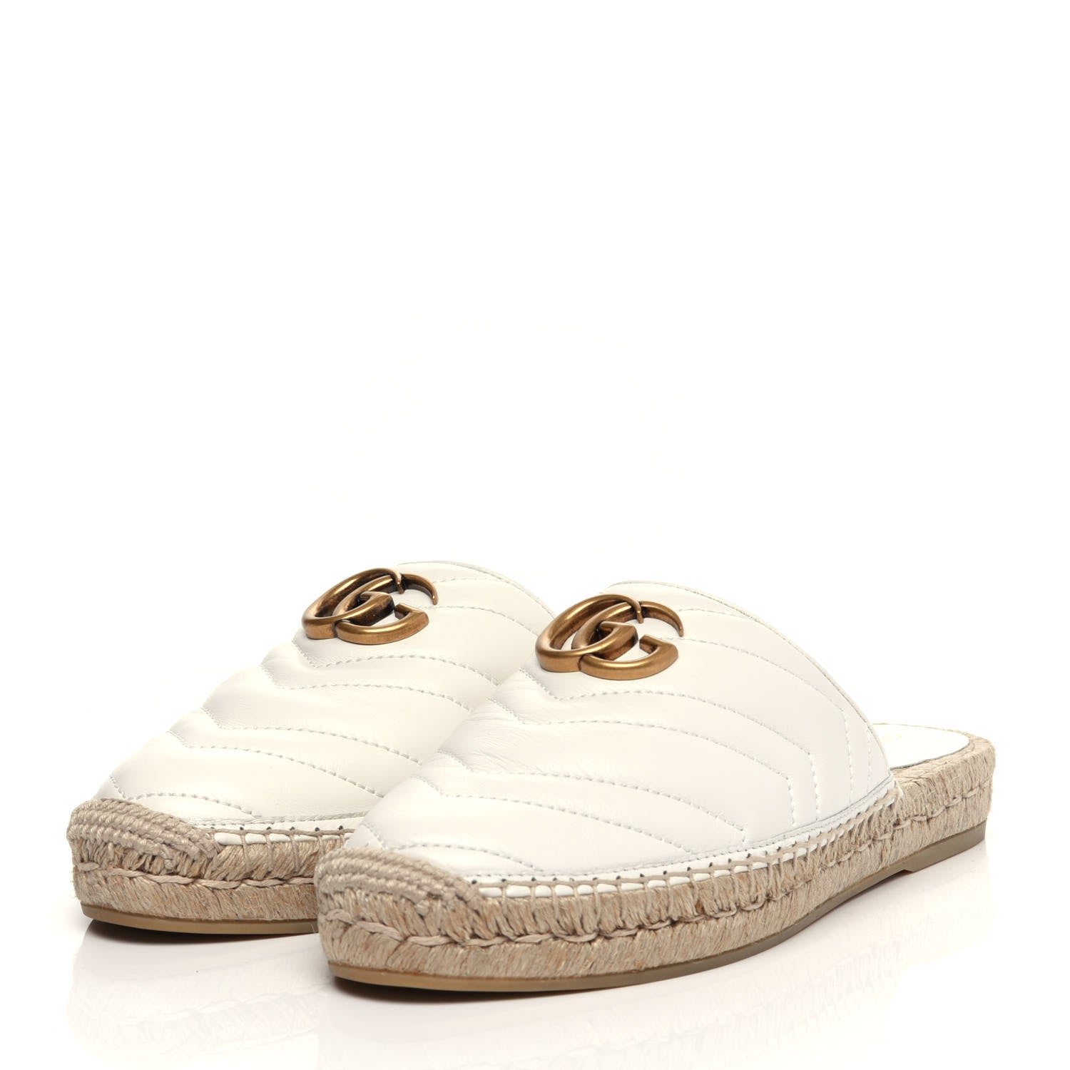 Gucci Nappa Matelasse GG Marmont Espadrille Slippers 38 Great White 2 of 10