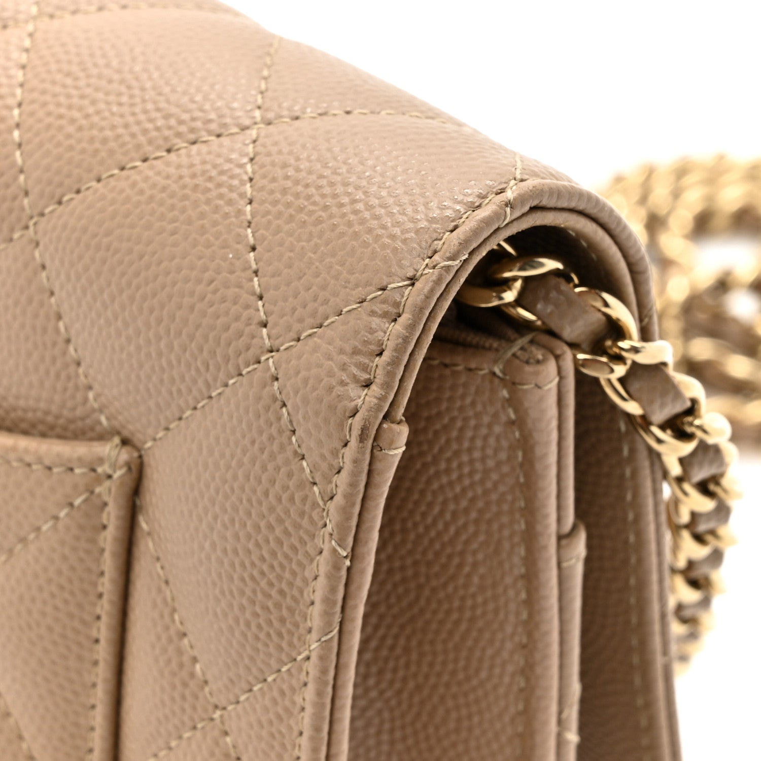 Chanel Caviar Quilted Wallet On Chain WOC Beige 16 of 19