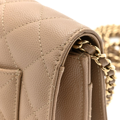 Chanel Caviar Quilted Wallet On Chain WOC Beige 16 of 19