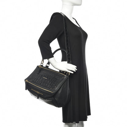 Givenchy Calfskin Crocodile Embossed Medium Pandora Black 2 of 9