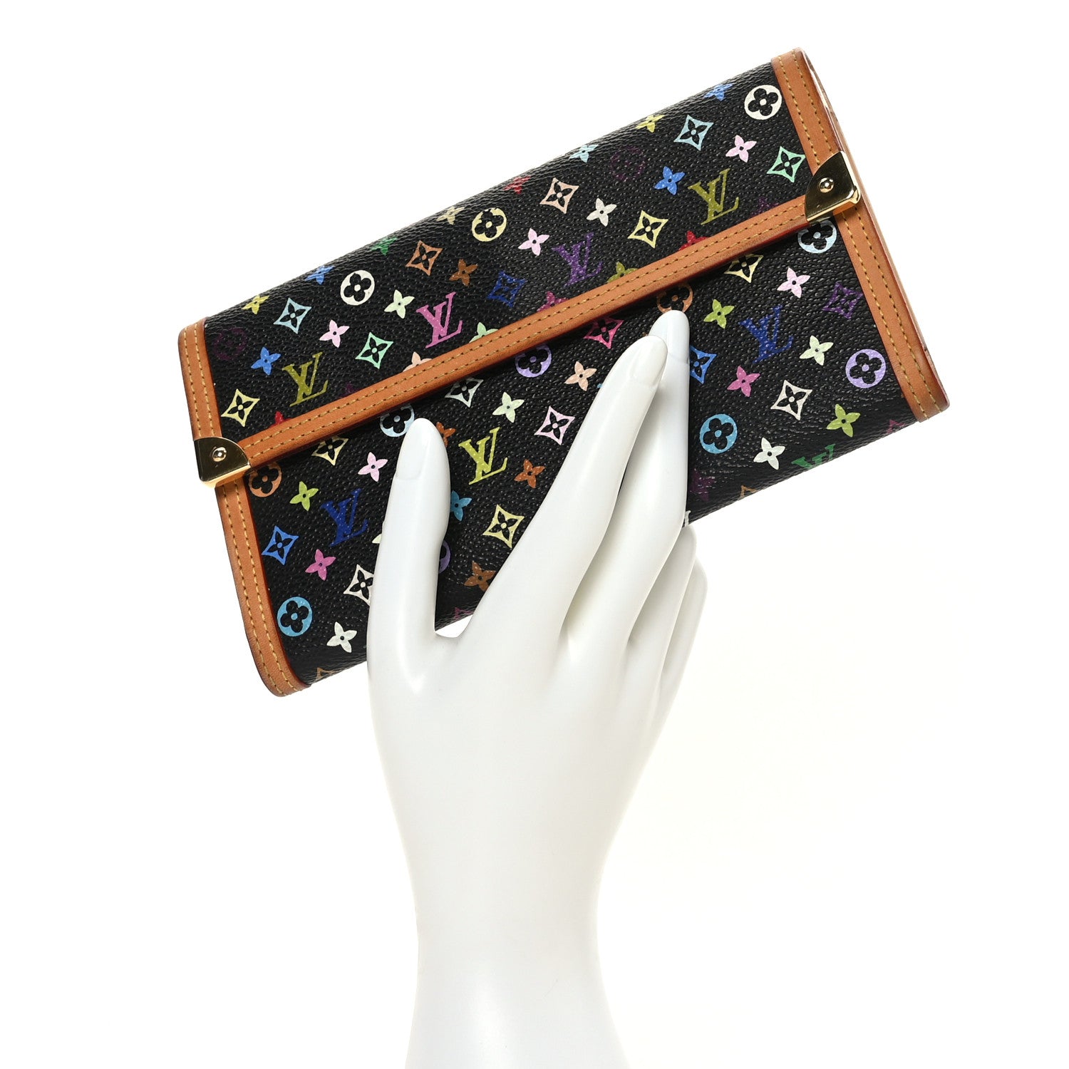 Louis Vuitton Monogram Multicolor Porte Tresor International Wallet Black 2 of 10
