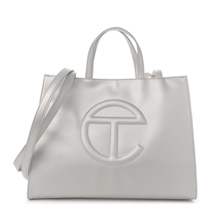 Telfar Metallic Vegan Leather Medium Shopping Bag Silver 1 of 10