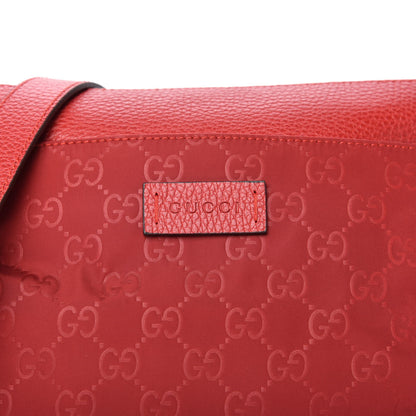 Gucci Nylon Monogram Dollar Calfskin Flat Messenger Bag Vibrant Red 10 of 10