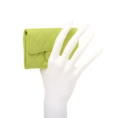 Chanel Lambskin Quilted Flap Card Holder Wallet Yellow 2 of 12