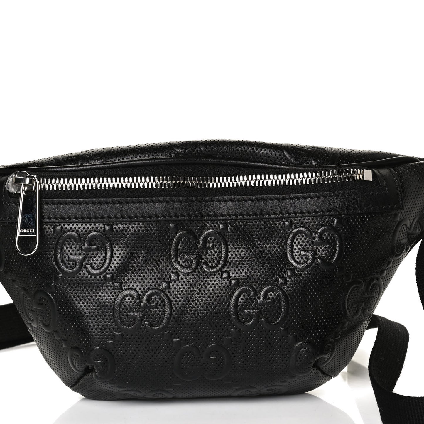 Calfskin GG Tennis Embossed Belt Bag Black