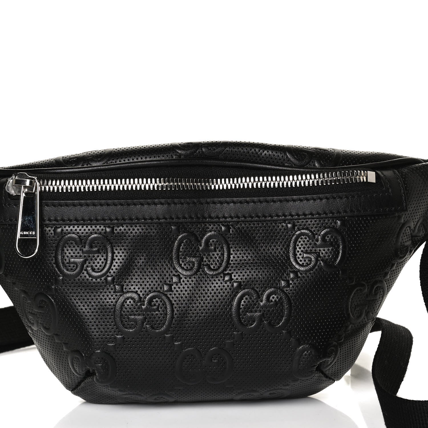 Gucci Calfskin GG Tennis Embossed Belt Bag Black 9 of 13