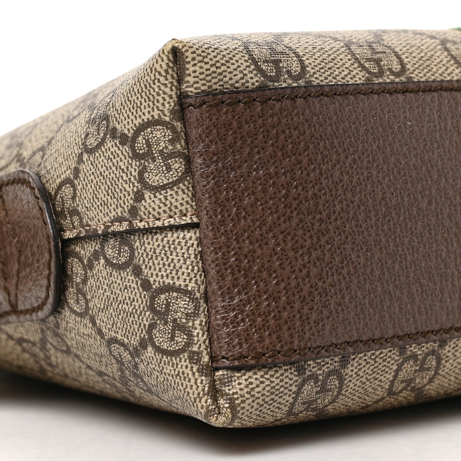 Gucci GG Supreme Monogram Textured Dollar Calfskin Web Small Ophidia Dome Shoulder Bag Beige Ebony New Acero 8 of 9