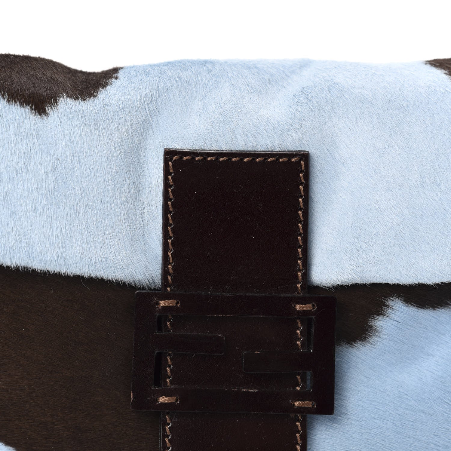 Fendi Calf Hair Baguette Light Blue Brown 11 of 11