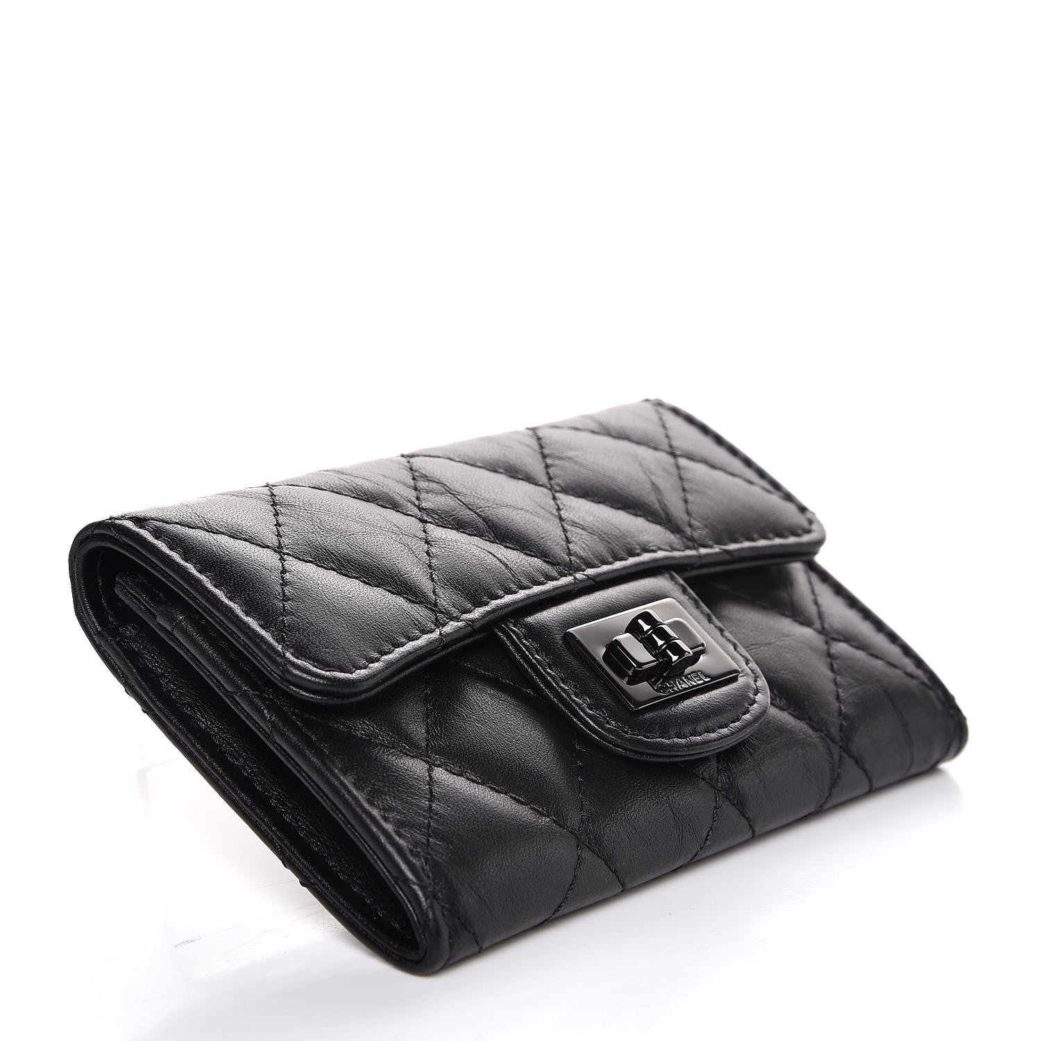 Chanel Aged Calfskin Quilted Reissue Flap Card Holder So Black 4 of 9