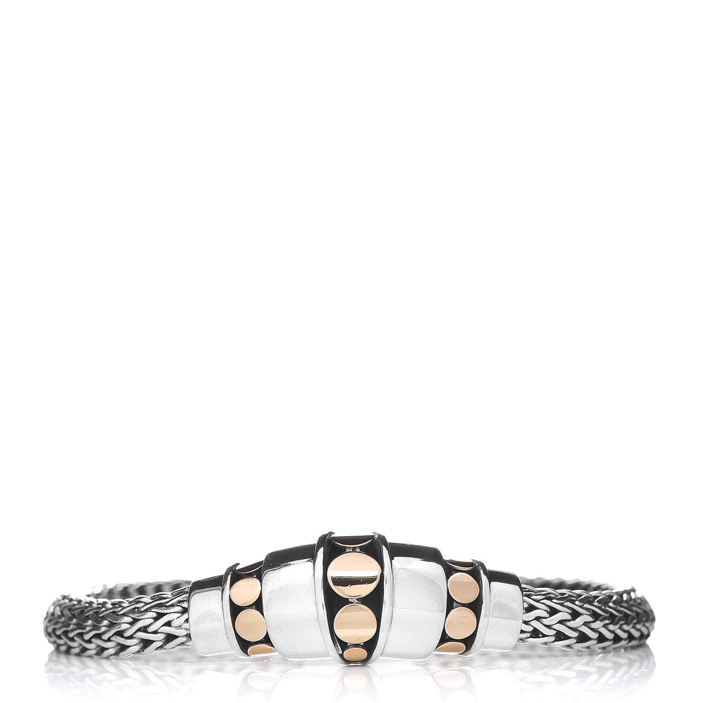 Sterling Silver 18K Yellow Gold Dot Deco Station Bracelet