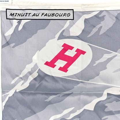 Hermes Silk Minuit Au Faubourg Scarf 70 White Gris Black 5 of 5