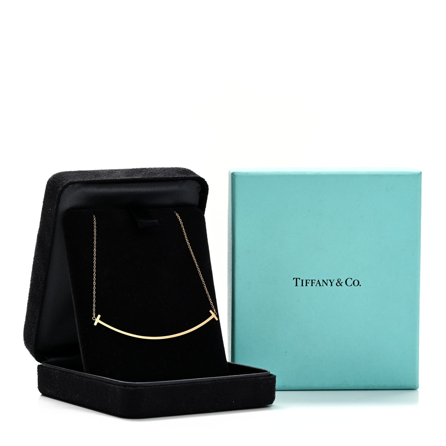 Tiffany 18K Yellow Gold Large T Smile Pendant Necklace 6 of 6