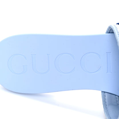 Gucci Jacquard Logo Embroidered Luna Slide Sandals 38.5 Sky Blue 9 of 10