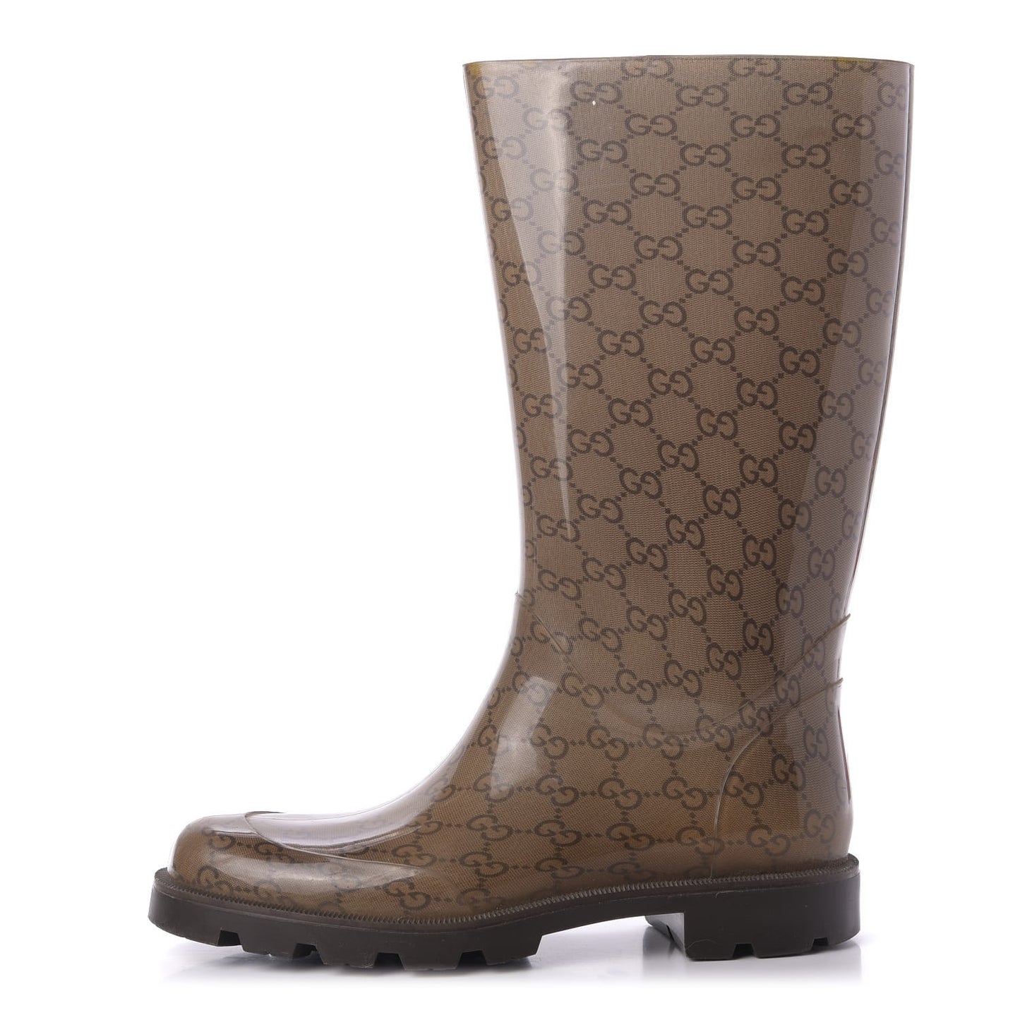 Rubber Monogram Edinburg Rain Boots 40 Transparent Cocoa