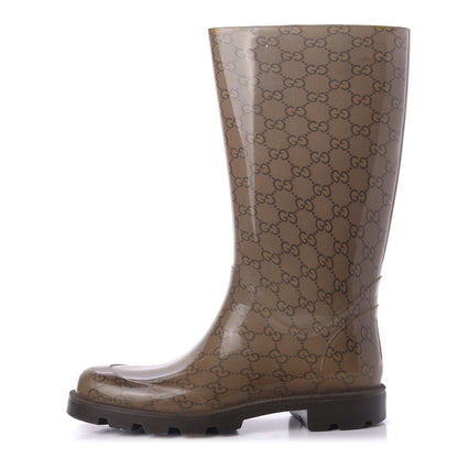 Gucci Rubber Monogram Edinburg Rain Boots 40 Transparent Cocoa 1 of 8