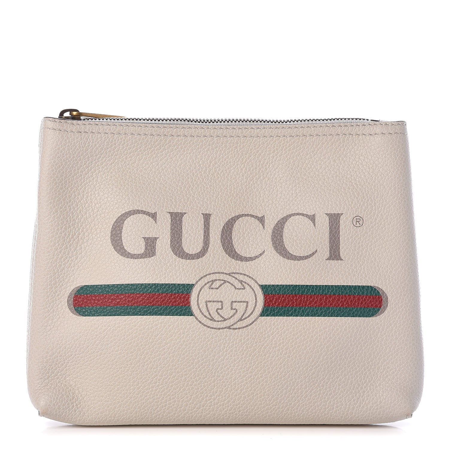Gucci Pebbled Calfskin Logo Portfolio Clutch White 1 of 9