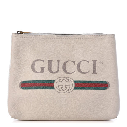 Gucci Pebbled Calfskin Logo Portfolio Clutch White 1 of 9