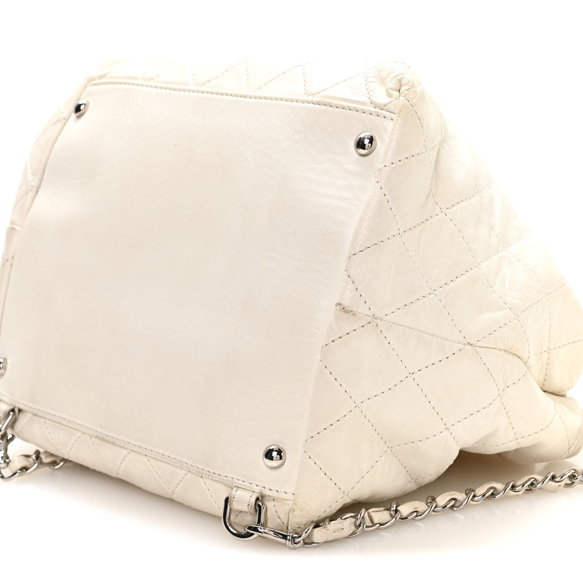 Lambskin Quilted Beijing Backpack Bag White