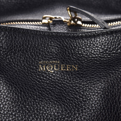 Alexander McQueen Pebbled Calfskin Large Skull Padlock Zip Around Tote Black 9 of 19