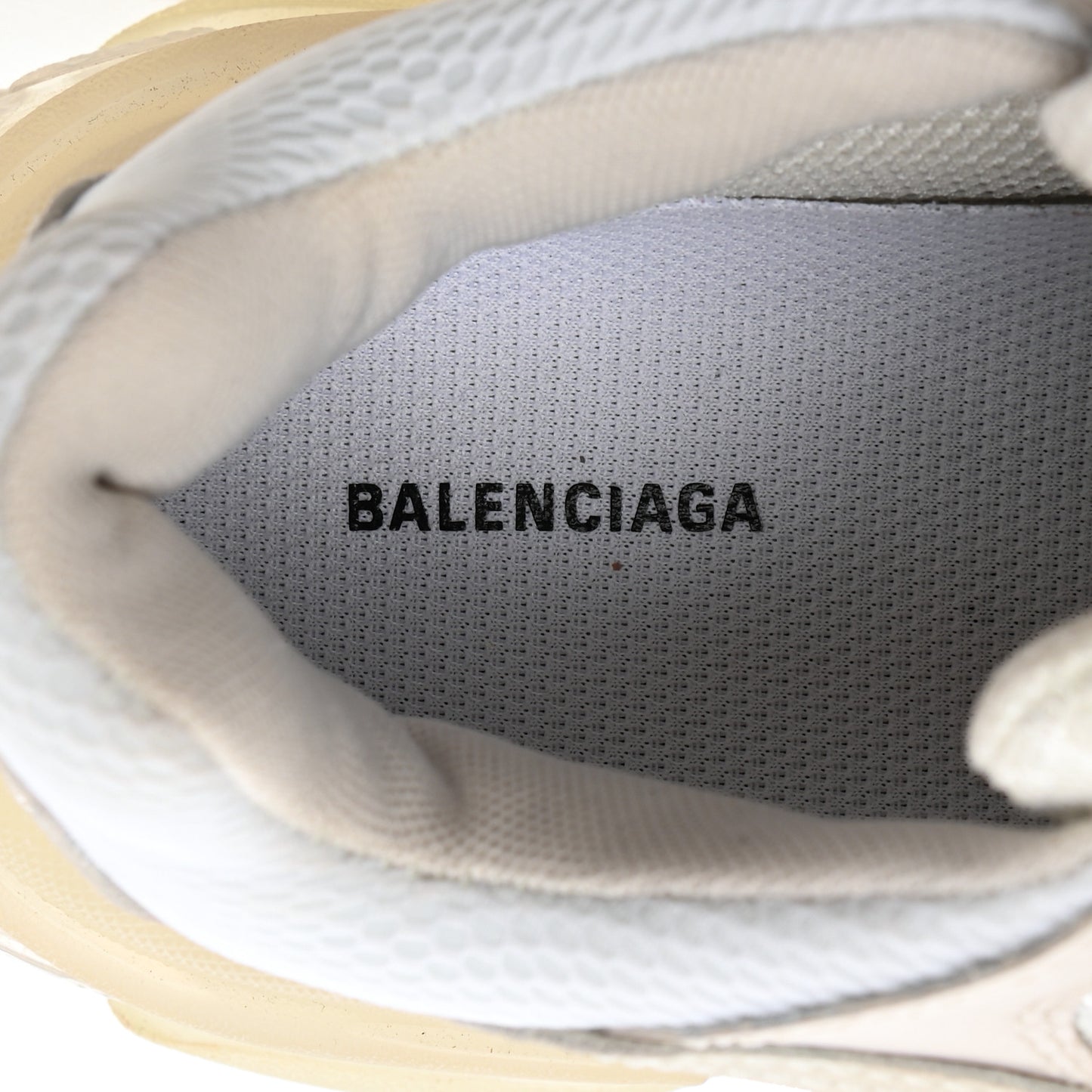 Fabric Mesh Clear Sole Womens Triple S Sneakers 37 White