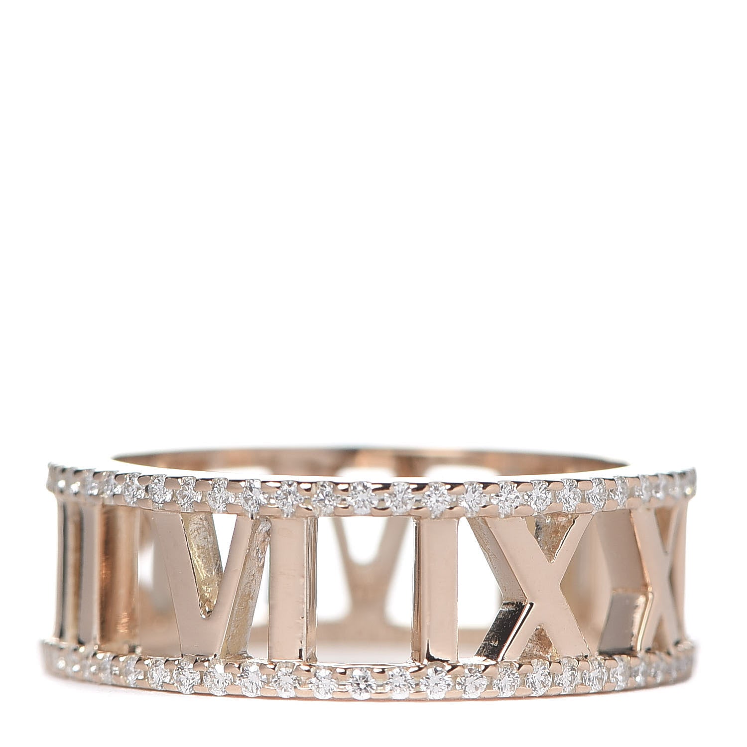 Tiffany 18K Rose Gold Diamond Atlas Open Pave Ring 51 5.75 1 of 4