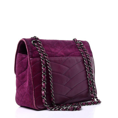 Chanel Suede Lambskin Scallop Quilted Medium Pagoda Flap Purple 6 of 18
